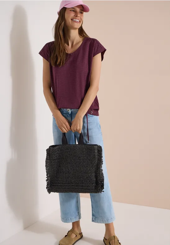 Gestreiftes Tunnelzug-Shirt mit Schulter-Cut-Out