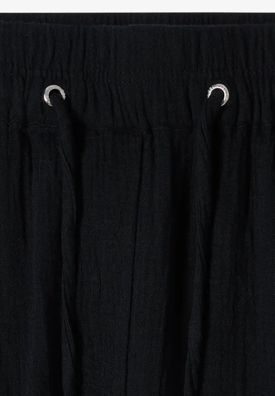 Fließende Musselin-Hose mit weitem Bein