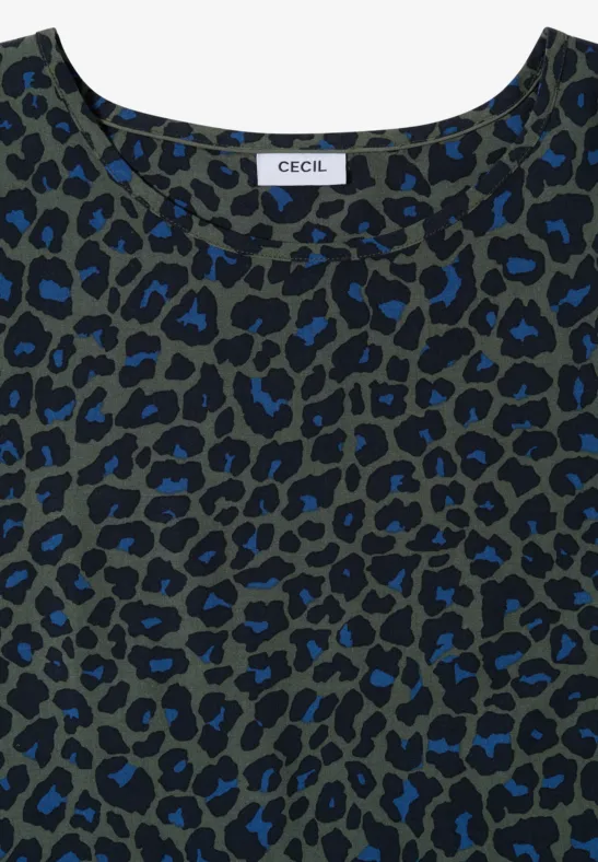 Blusenshirt mit Animal-Print und Knoten