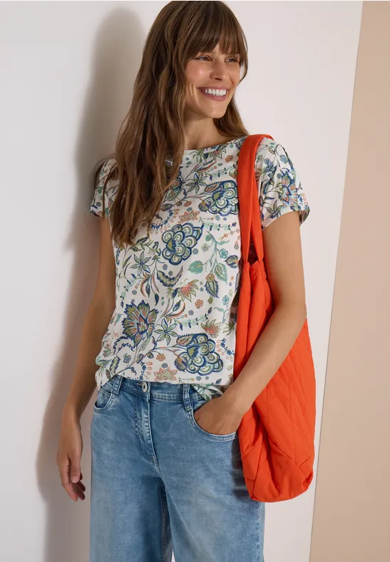 T-Shirt mit floralem Paisleymuster