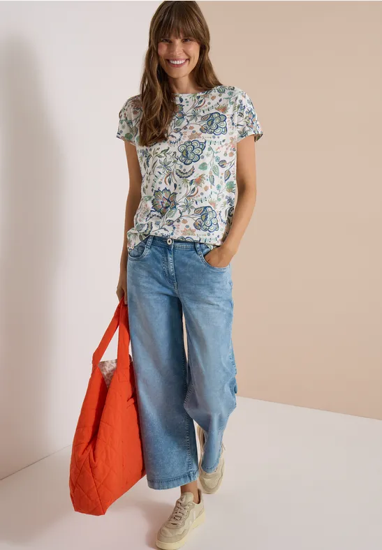 T-Shirt mit floralem Paisleymuster