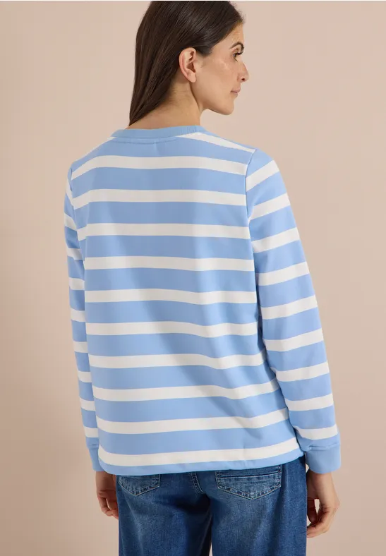 Gestreiftes Rundhals-Sweatshirt mit Tunnelzug