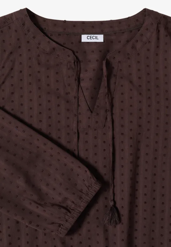 Strukturierte Baumwolltunika mit Split-Neck