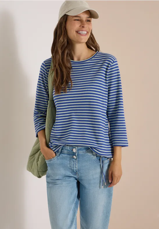 Gestreiftes 3/4-Arm Jersey Shirt