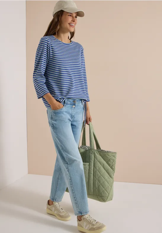 Gestreiftes 3/4-Arm Jersey Shirt