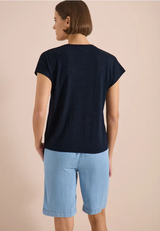 V-Ausschnitt T-Shirt mit Ausbrennermuster