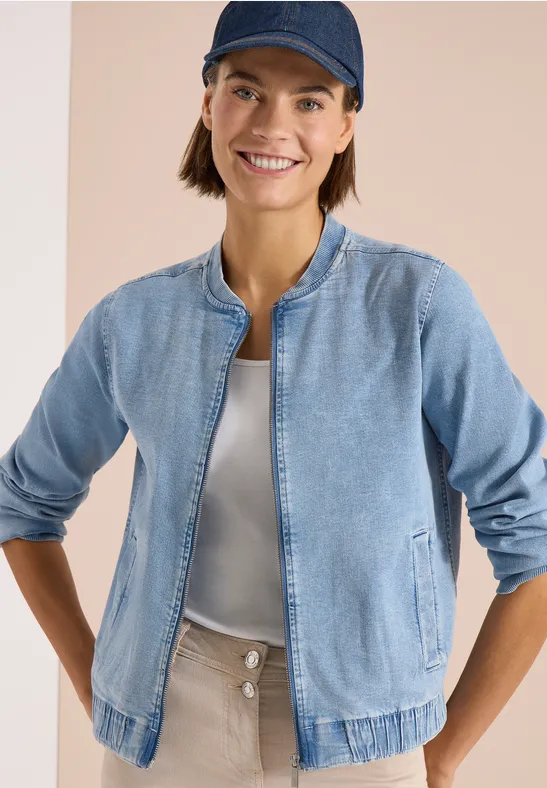 Denim-Blouson mit Stretch und Reißverschluss