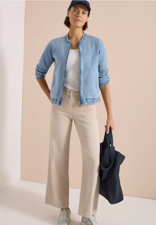Denim-Blouson mit Stretch und Reißverschluss