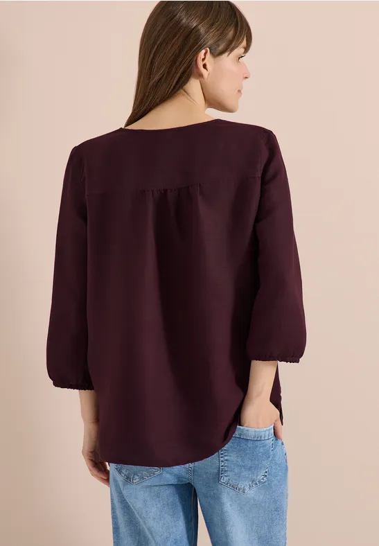 Leinenmix-Tunika mit Split-Neck