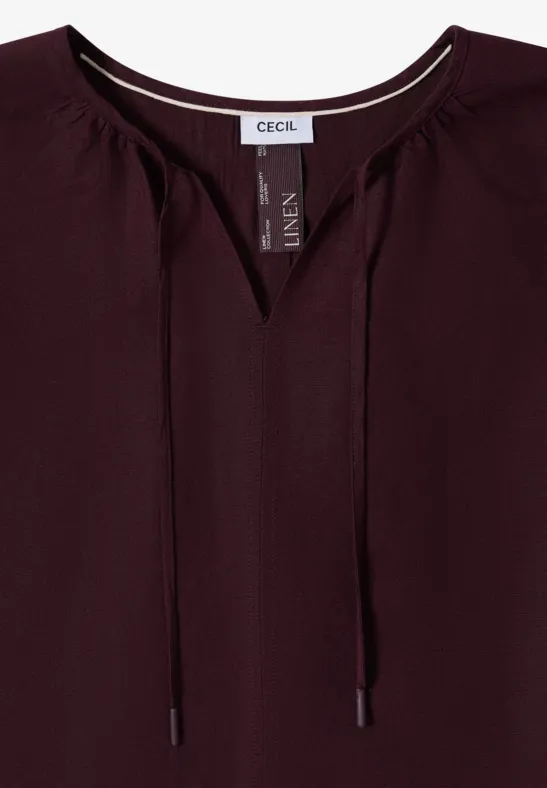 Leinenmix-Tunika mit Split-Neck