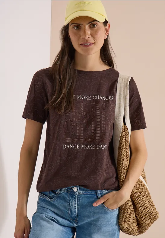 Ausbrenner-Shirt mit modernem Schriftzug