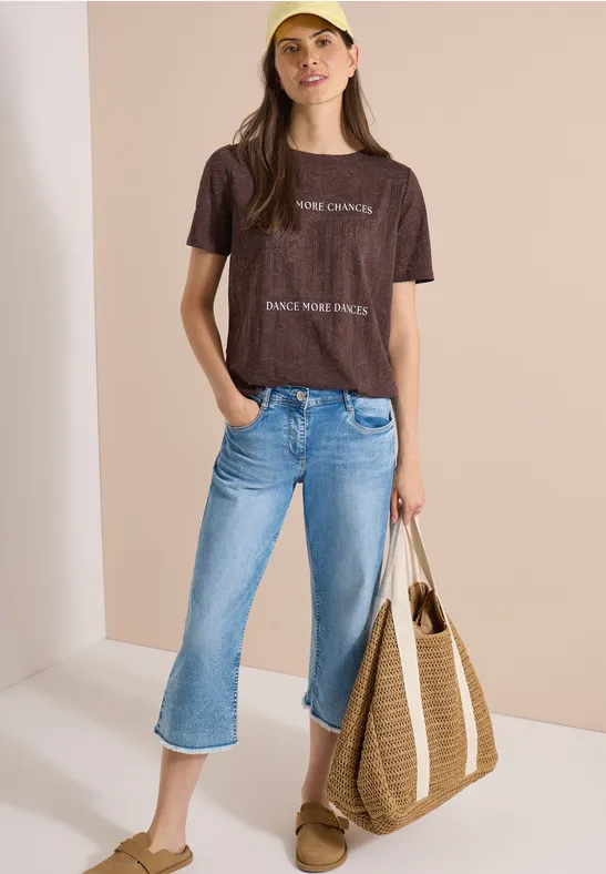 Ausbrenner-Shirt mit modernem Schriftzug
