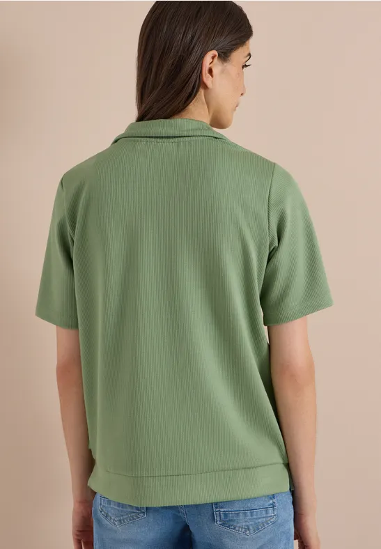 Strukturierte Kurzarmjacke mit Reißverschluss