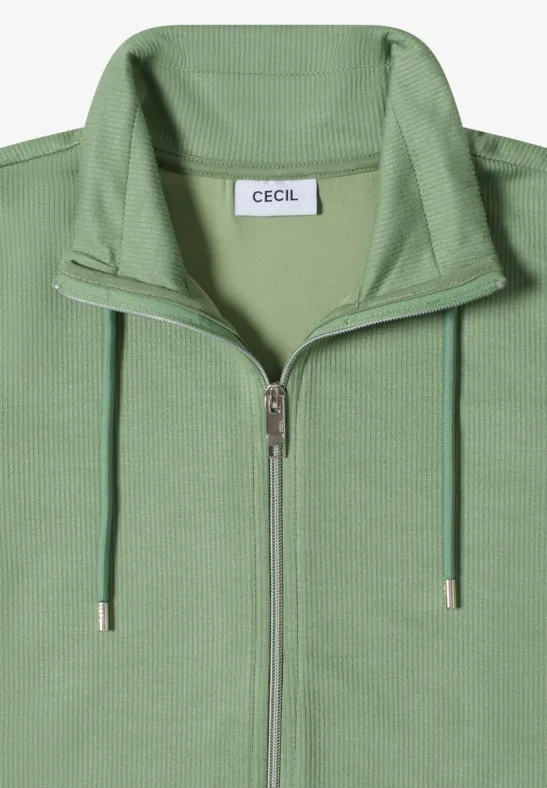 Strukturierte Kurzarmjacke mit Reißverschluss