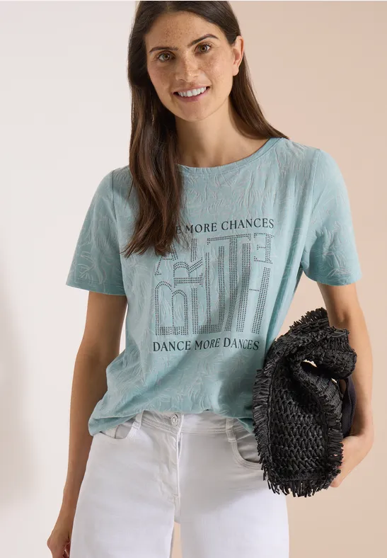 Ausbrenner T-Shirt mit Grafik-Schriftzug