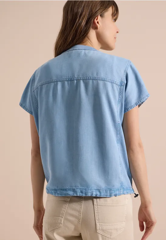 Kurzärmelige Lyocell-Bluse im Blouson-Stil