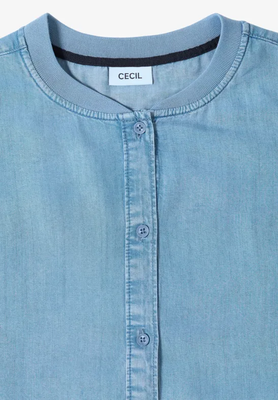 Kurzärmelige Lyocell-Bluse im Blouson-Stil