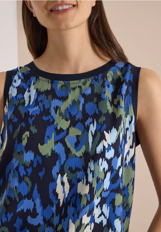 Ärmellose Bluse mit abstraktem Print