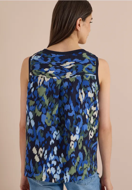 Ärmellose Bluse mit abstraktem Print