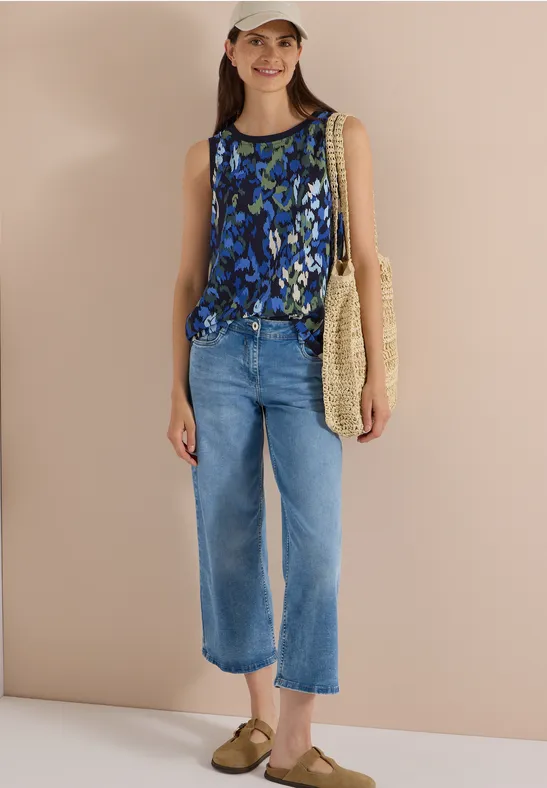 Ärmellose Bluse mit abstraktem Print