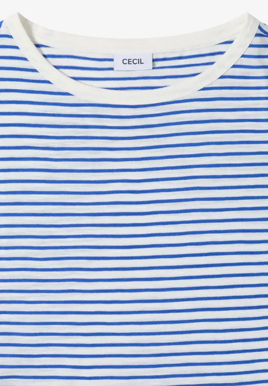 Gestreiftes T-Shirt mit U-Boot-Ausschnitt