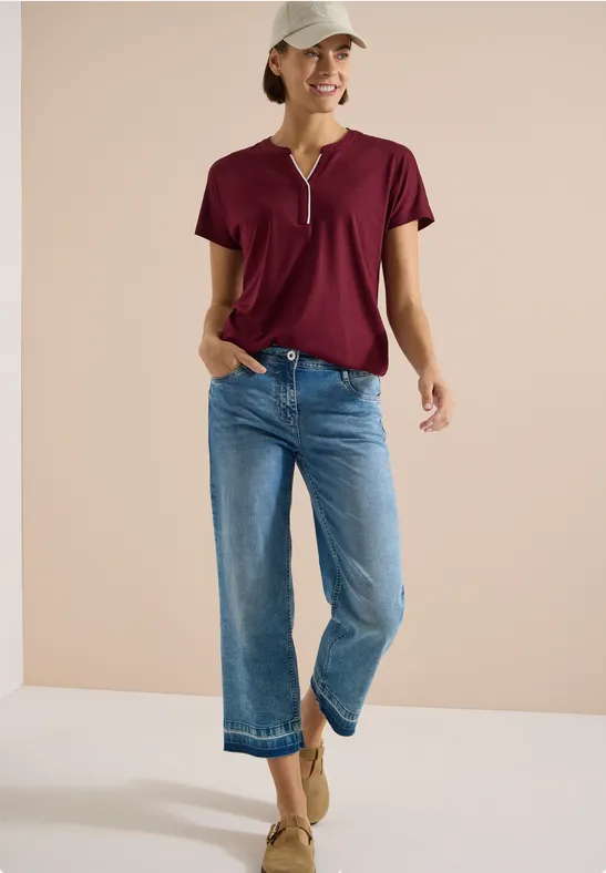 Lockeres Tunika-Shirt mit Split Neck