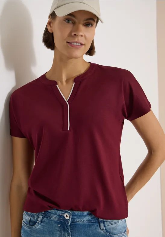 Lockeres Tunika-Shirt mit Split Neck