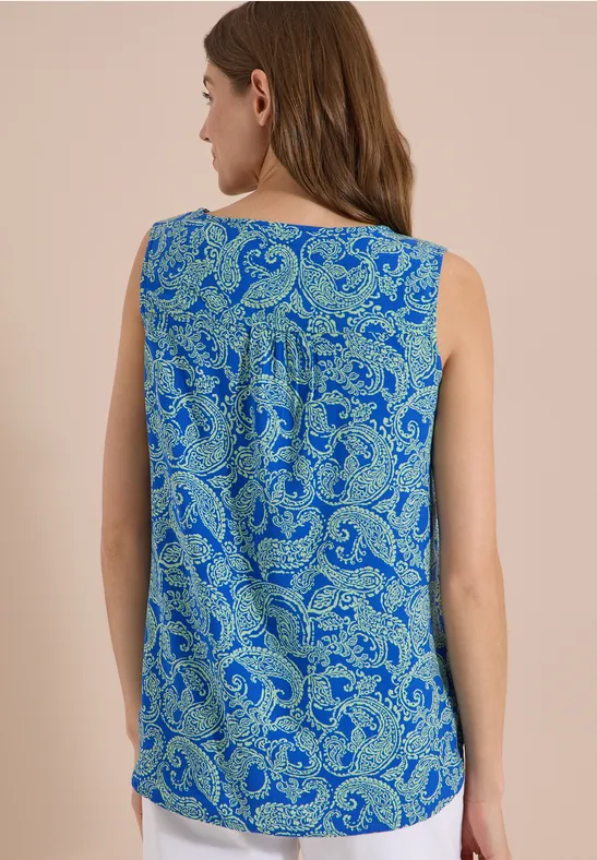 Ärmelloses Blusentop mit Paisley-Muster
