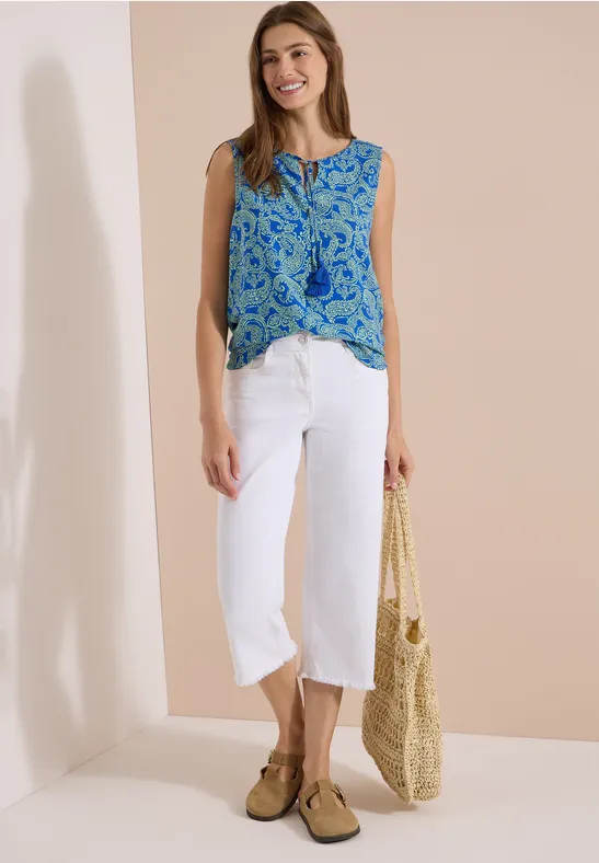 Ärmelloses Blusentop mit Paisley-Muster