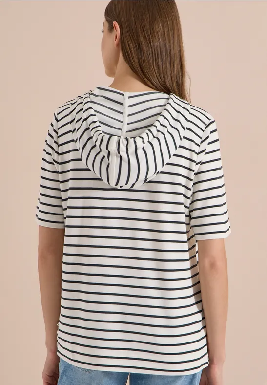 Gestreiftes Kurzarm-Kapuzenshirt