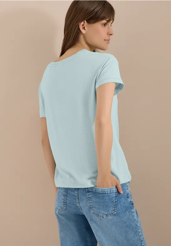 Strukturiertes T-Shirt mit Rundhals