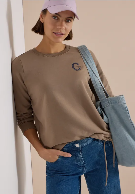 Lässiges Sweatshirt mit Tunnelzug-Saum