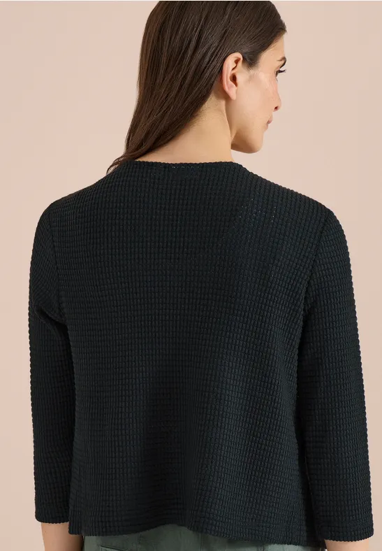 Offene Strickjacke mit Ajour-Struktur