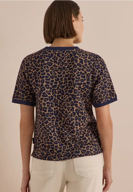Ringer-T-Shirt mit Leopardenmuster