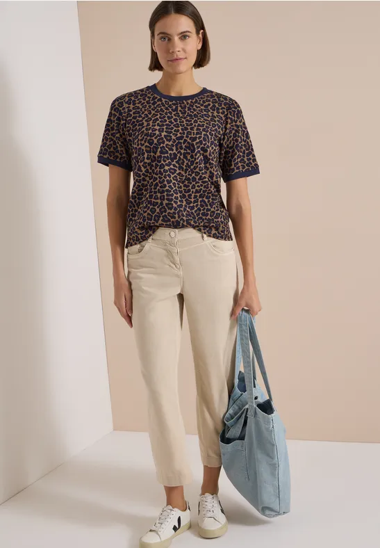 Ringer-T-Shirt mit Leopardenmuster