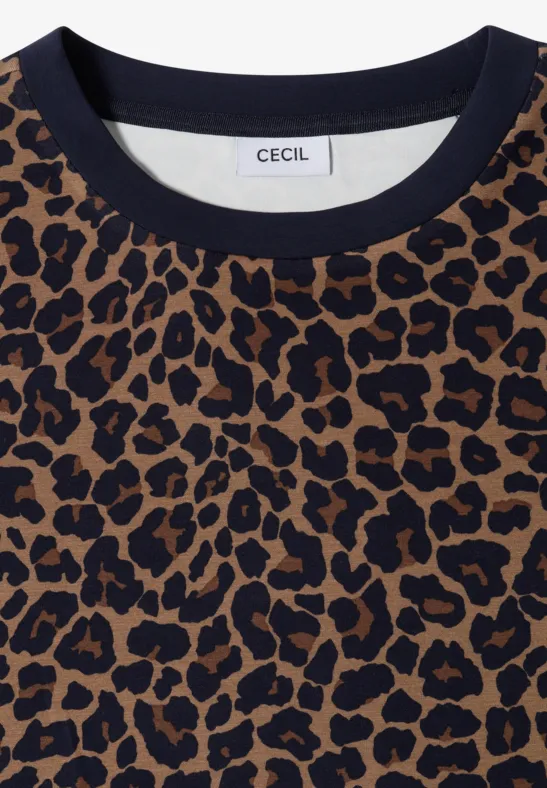 Ringer-T-Shirt mit Leopardenmuster