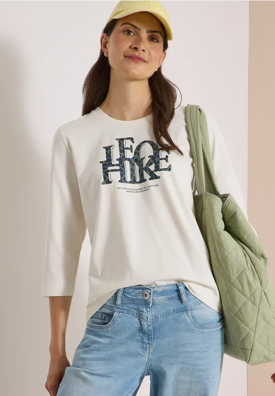 Legeres 3/4-Arm Shirt mit Grafik-Schriftzug