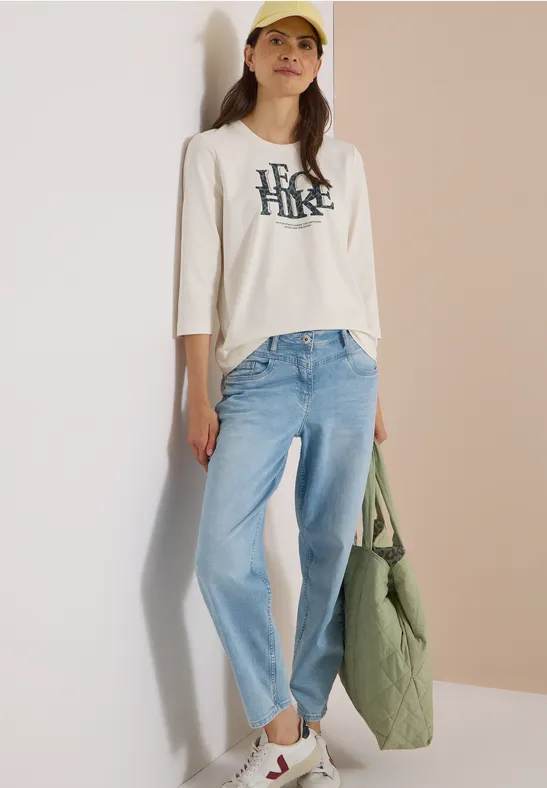 Legeres 3/4-Arm Shirt mit Grafik-Schriftzug