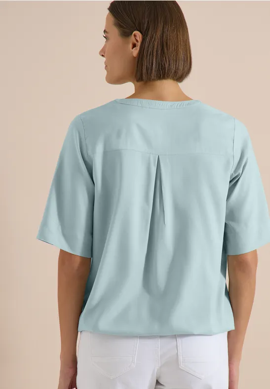Kurzarmbluse mit Split Neck