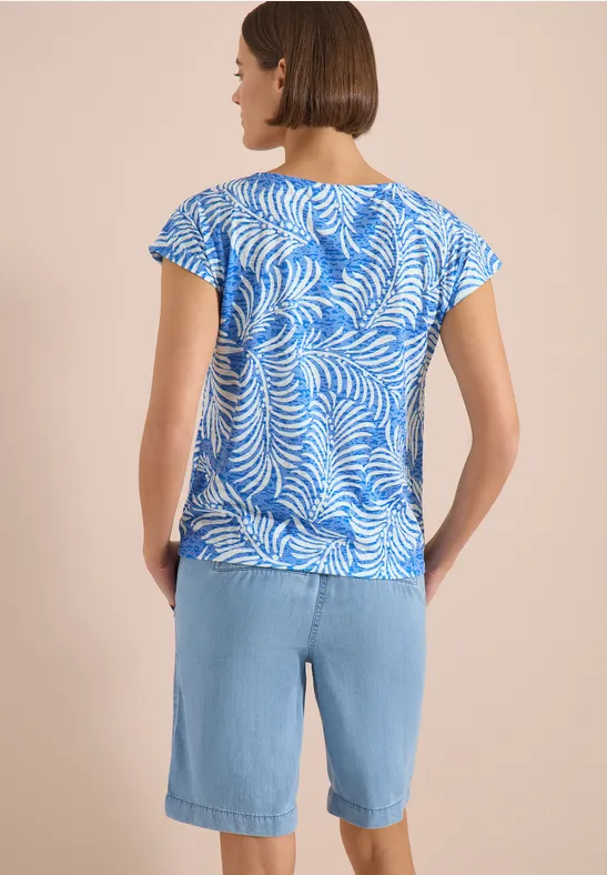Ausbrenner-Top mit sommerlichem Blätterprint