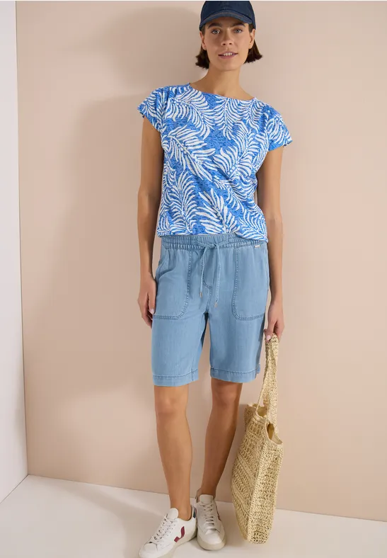 Ausbrenner-Top mit sommerlichem Blätterprint