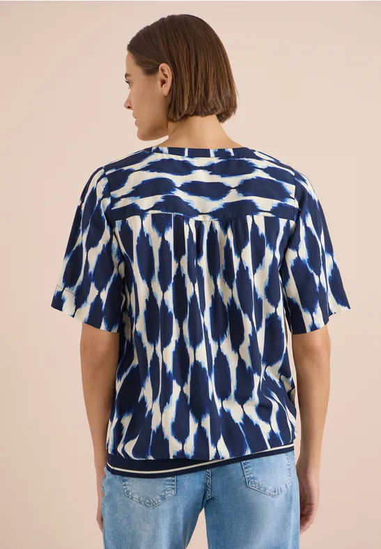 Kurzarm-Viskosebluse mit Grafik-Print