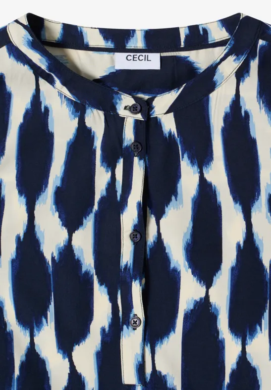 Kurzarm-Viskosebluse mit Grafik-Print