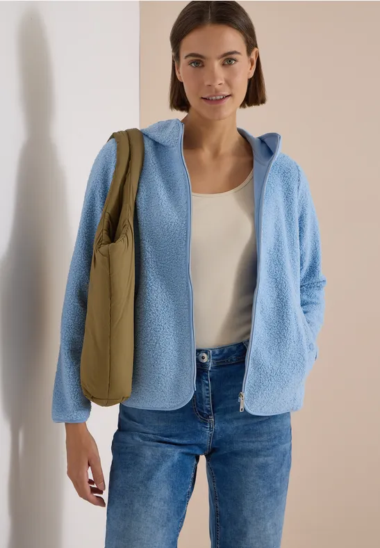 Weiche Teddy-Fleecejacke mit Kapuze