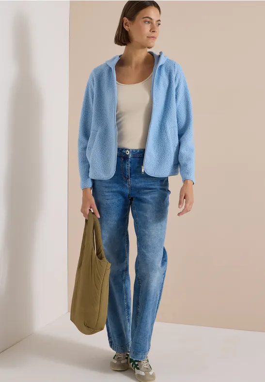Weiche Teddy-Fleecejacke mit Kapuze