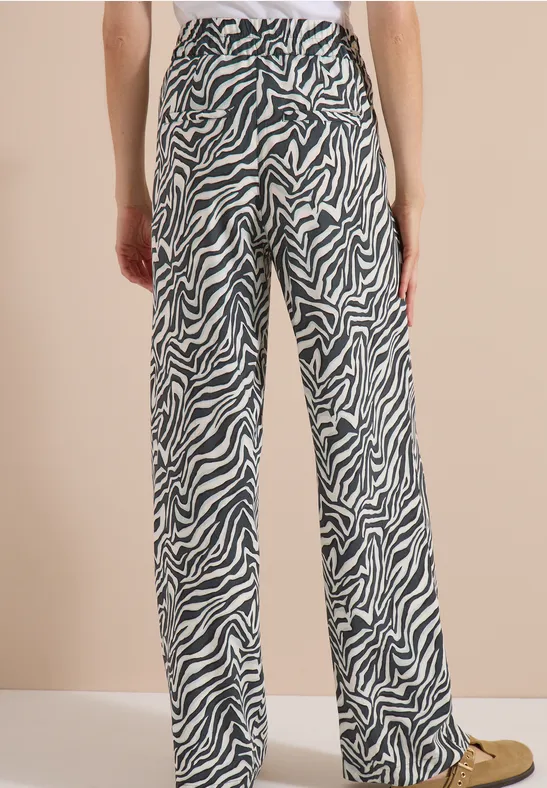 Leichte Straight-Leg Hose mit Zebramuster