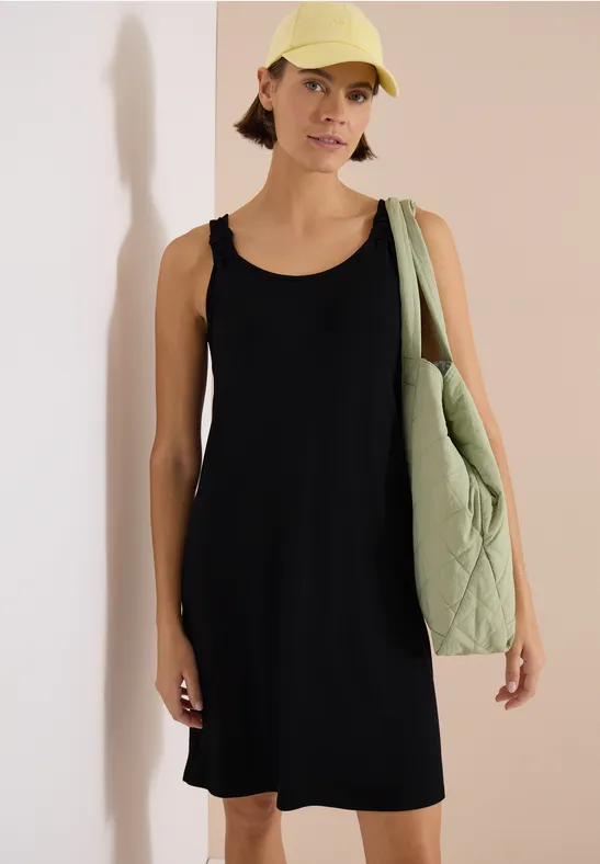 Knielanges Jerseykleid mit Knotendetail