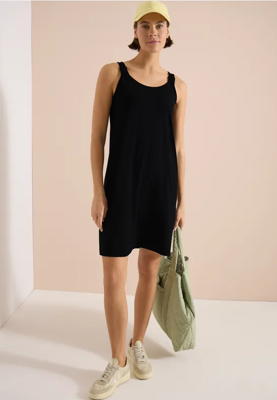 Knielanges Jerseykleid mit Knotendetail