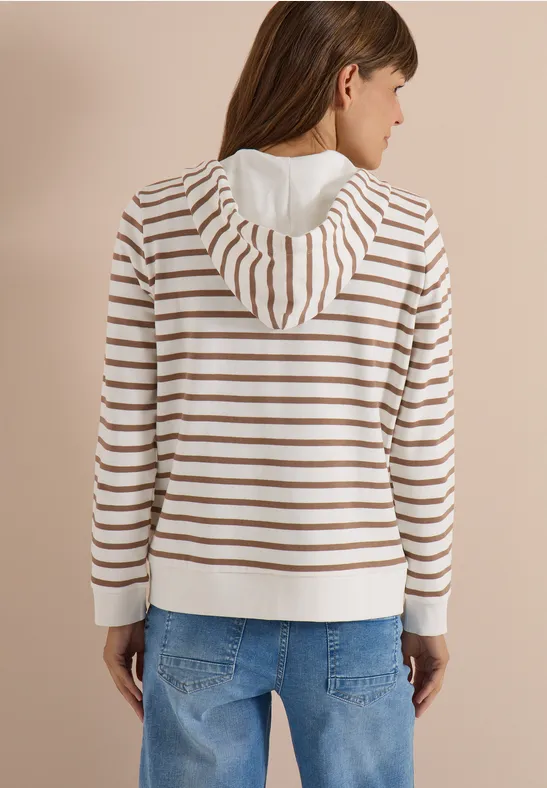 Gestreifte Strukturjacke mit Kapuze