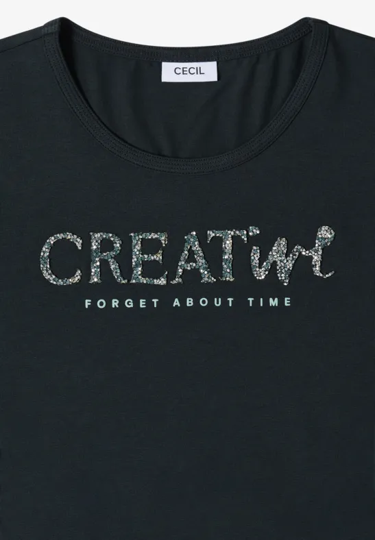 T-Shirt mit Glitzer-Schriftzug